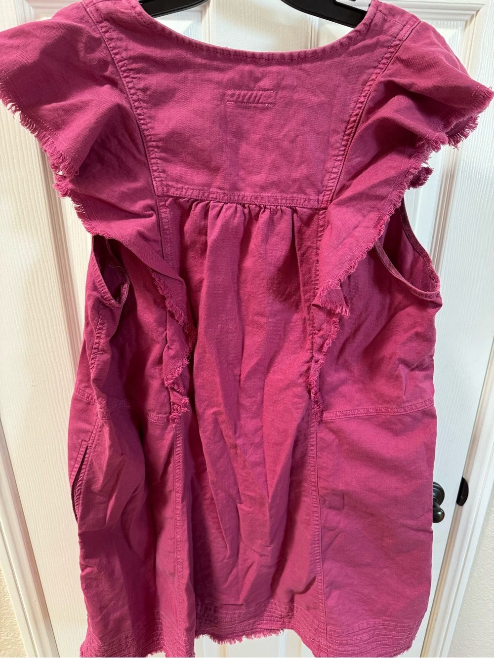 Pilcro Magenta Ruffle-Shoulder Button Mini Dress - Picture 6 of 9